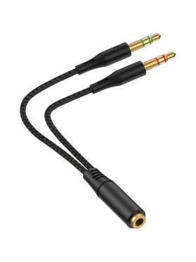 Leewello Καλώδιο 2x 3.5mm male - 3.5mm female Μαύρο 0.2m (YPX-031)