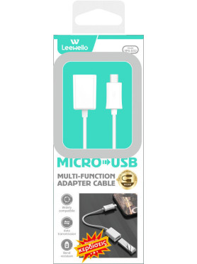 Leewello Μετατροπέας micro USB male σε USB-A female Λευκό (YPX-032)