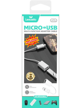 Leewello Μετατροπέας micro USB male σε USB-A female Λευκό (YPX-032)