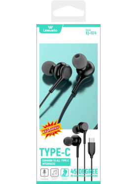 Leewello EJ-104 In-ear Handsfree με Βύσμα USB-C Μαύρο