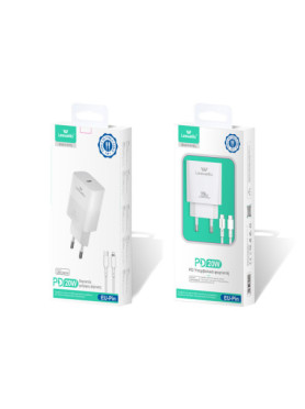 Leewello Φορτιστής με Θύρα USB-C και Καλώδιο USB-C 20W Λευκός (LW-CDQ18)