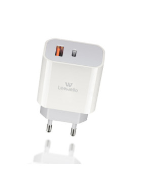 Leewello Φορτιστής με Θύρα USB-A και Θύρα USB-C και Καλώδιο USB-C 20W Λευκός (Lw-153)