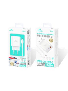 Leewello Φορτιστής με Θύρα USB-A και Θύρα USB-C και Καλώδιο USB-C 20W Λευκός (Lw-153)