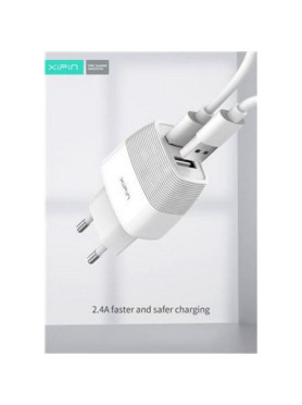 Xipin Φορτιστής με 2 Θύρες USB-A και Καλώδιο USB-C Λευκός (EU-11T)
