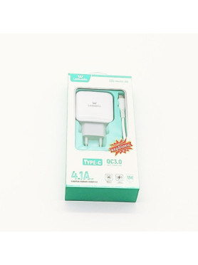 Leewello Φορτιστής με Θύρα USB-A και Καλώδιο USB-C Quick Charge 3.0 Λευκός (CDQ-110 + SJX-202)