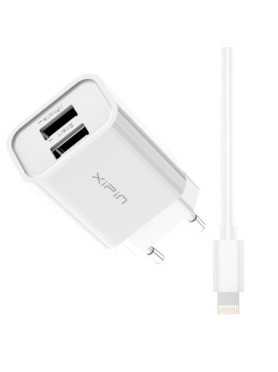 Xipin Φορτιστής με 2 Θύρες USB-A και Καλώδιο Lightning Λευκός (EU-10T)