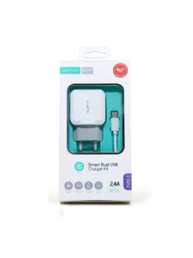 Xipin Φορτιστής με 2 Θύρες USB-A και Καλώδιο Lightning Ασημί (EU-13T)