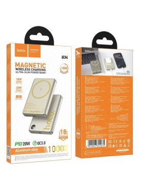 Hoco Q34 MagSafe Power Bank 10000mAh 20W με Θύρα USB-C Power Delivery Titanium