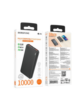 Borofone BJ56 Graceful Power Bank 10000mAh 22.5W με 2 Θύρες USB-A Μαύρο