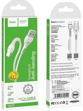 Hoco X37 Cool Power USB 2.0 Cable USB-C male - USB-A Λευκό 1m (HOC-X37c-W)