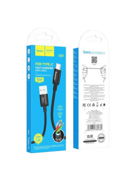 Hoco X89 Braided USB 2.0 Cable USB-C male - USB-A Μαύρο 1m