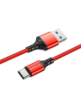 Borofone BX54 Braided USB 2.0 Cable USB-C male - USB-A male Κόκκινο 1m