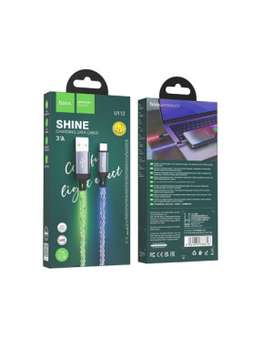 Hoco U112 Shine LED USB 2.0 Cable USB-C male - USB-A 60W Χρυσό 1m