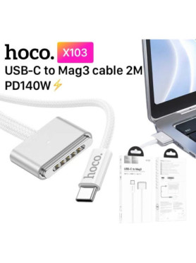 Hoco X103 Magnetic / LED USB 2.0 Cable USB-C male - Magsafe 3 140W Λευκό 2m (33987)