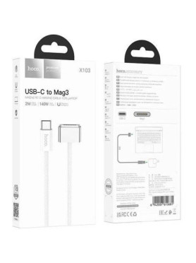 Hoco X103 Magnetic / LED USB 2.0 Cable USB-C male - Magsafe 3 140W Λευκό 2m (33987)