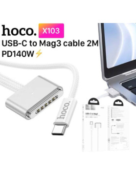 Hoco X103 Magnetic / LED USB 2.0 Cable USB-C male - Magsafe 3 140W Λευκό 2m (33987)