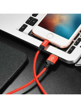 Hoco Regular USB to Lightning Cable Red &amp; Black 2m (X14 Times)