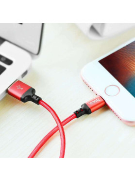 Hoco Regular USB to Lightning Cable Red &amp; Black 2m (X14 Times)