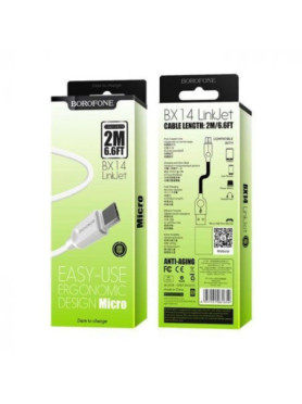 Borofone Regular USB 2.0 to micro USB Cable Λευκό 2m (BX14)