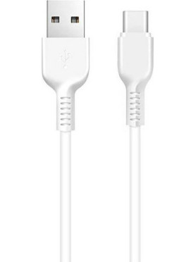 Hoco Regular USB 2.0 Cable USB-C male - USB-A male Λευκό 2m (HOC-X20c-W2)