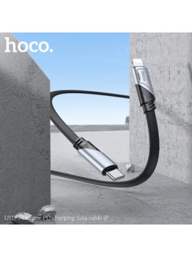 Hoco U119 Braided / Flat USB-C to Lightning Cable Μαύρο 1.2m
