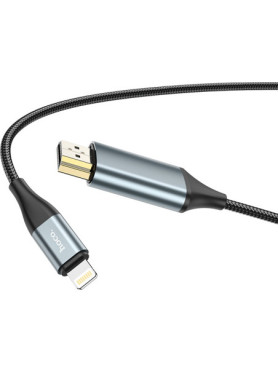 Hoco UA15 HDMI 1.4 Braided Cable HDMI male - Lightning male 2m Μαύρο