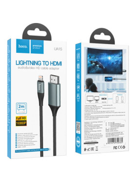 Hoco UA15 HDMI 1.4 Braided Cable HDMI male - Lightning male 2m Μαύρο