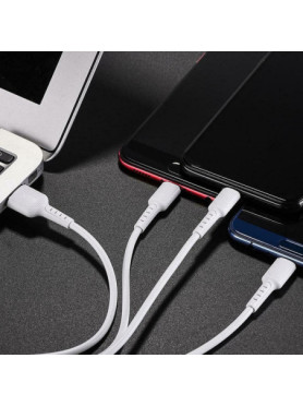 Borofone Regular USB to Lightning / Type-C / micro USB Cable Λευκό 1m (BX16)