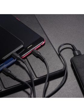 Borofone Regular USB to Lightning / Type-C / micro USB Cable Μαύρο 1m (BX16)