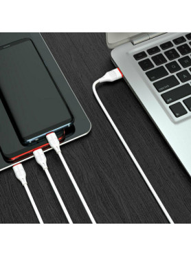 Borofone Regular USB to Lightning / Type-C / micro USB Cable Λευκό 1m (BX17 Enjoy)