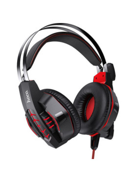 Hoco W102 Cool Tour Over Ear Gaming Headset με σύνδεση 3.5mm / USB Κόκκινο