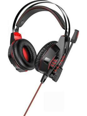 Hoco W102 Cool Tour Over Ear Gaming Headset με σύνδεση 3.5mm / USB Κόκκινο
