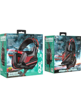Borofone BO101 Racing Over Ear Gaming Headset με σύνδεση USB / 3.5mm Κόκκινο