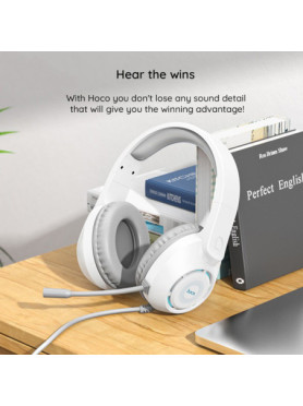 Hoco W108 Over Ear Gaming Headset με σύνδεση 3.5mm / USB Λευκό