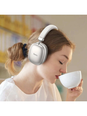 Hoco W35 Ασύρματα / Ενσύρματα Over Ear Ακουστικά με 40 ώρες Λειτουργίας Ασημί HOC-W35-SL