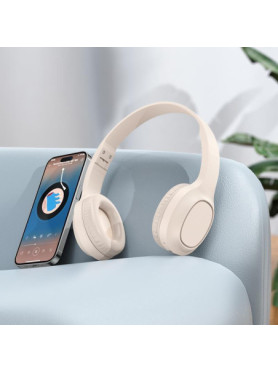 Hoco Charm W46 Ασύρματα Bluetooth Over Ear Ακουστικά με 20 ώρες Λειτουργίας Milky White HC-W46WH