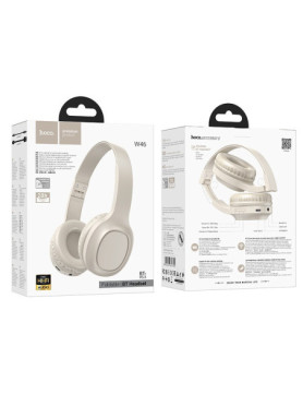 Hoco Charm W46 Ασύρματα Bluetooth Over Ear Ακουστικά με 20 ώρες Λειτουργίας Milky White HC-W46WH