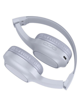 Hoco Charm W46 Ασύρματα Bluetooth Over Ear Ακουστικά με 20 ώρες Λειτουργίας Light Blue Gray HC-W46BL