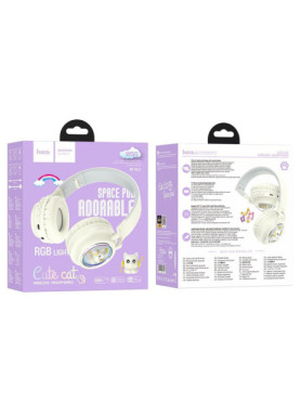Hoco W50 Ασύρματα Bluetooth Παιδικά On Ear Ακουστικά με 12 ώρες Λειτουργίας Milky White