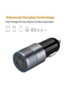 Leewello Φορτιστής Αυτοκινήτου 40W 0.8A Γρήγορης Φόρτισης με Θύρες: 2xType-C