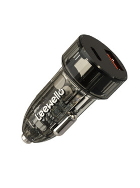 Leewello Φορτιστής Αυτοκινήτου 30W με Θύρες: 1xUSB 1xType-C Μαύρος