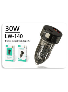 Leewello Φορτιστής Αυτοκινήτου 30W με Θύρες: 1xUSB 1xType-C Μαύρος