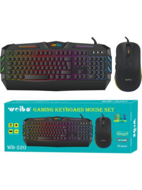 Weibo WB-520 Σετ Gaming Μηχανικό Πληκτρολόγιο με Μεμβράνης διακόπτες και RGB φωτισμό &amp; Ποντίκι (Αγγλικό US)