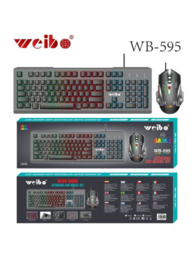 Weibo WB-595 Οπτικό Gaming Πληκτρολόγιο με RGB φωτισμό (Αγγλικό US) Γκρι