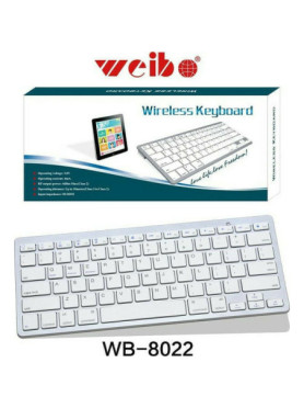 Weibo WB-8022 Ασύρματο Bluetooth Πληκτρολόγιο Αγγλικό US Λευκό