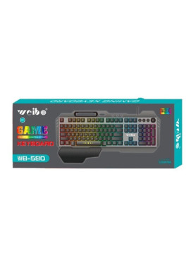 Weibo WB-590 Gaming Πληκτρολόγιο με RGB φωτισμό (Αγγλικό US) Γκρι
