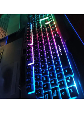 Weibo WB-590 Gaming Πληκτρολόγιο με RGB φωτισμό (Αγγλικό US) Γκρι