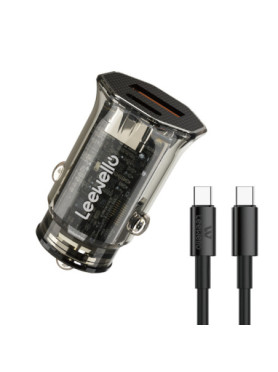Leewello LW-139 Φορτιστής Αυτοκινήτου 30W με Θύρες: 1xUSB 1xType-C μαζί με Καλώδιο Type-C Μαύρο Χρώμα