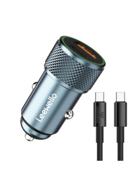 Leewello Φορτιστής Αυτοκινήτου LW-141 30W με Θύρες: 1xUSB 1xType-C μαζί με Καλώδιο Type-C Μπλε