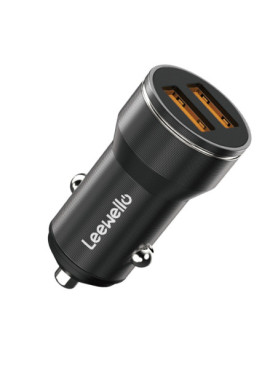 Leewello LW-143 Φορτιστής Αυτοκινήτου 2.4A με Θύρες: 2xUSB μαζί με Καλώδιο Lightning Μαύρο Χρώμα